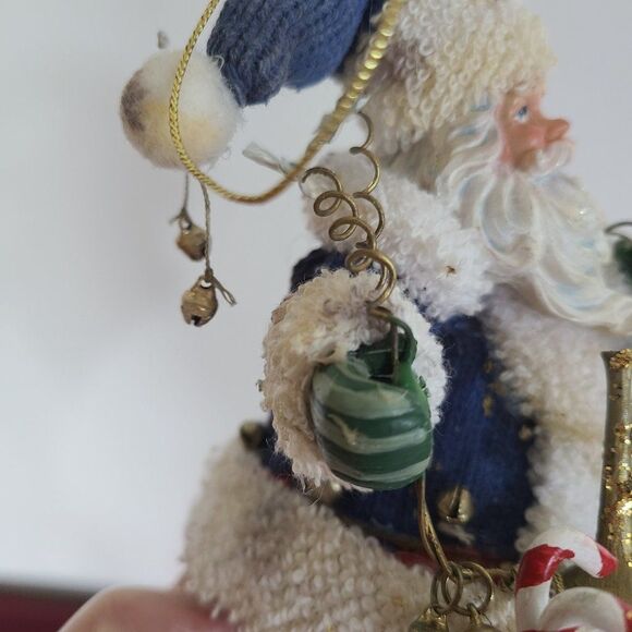 Vintage Fabric Mache Holiday Winter Christmas Ornaments Three Old World Santas - Picture 13 of 15